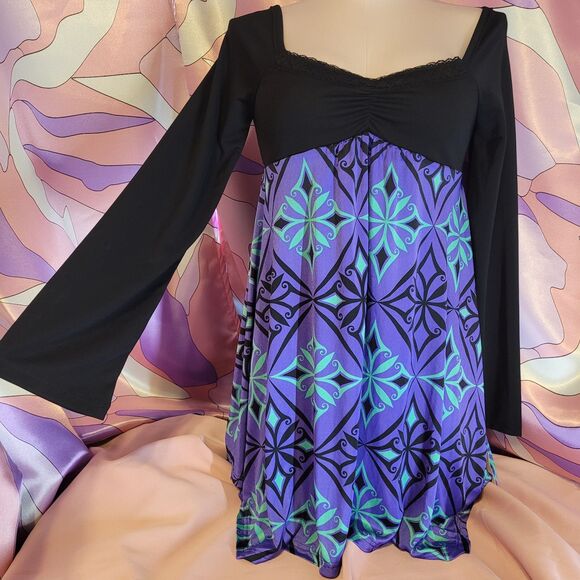 Golds Infinity Gyaru Gal Style Dress Women's Small Long Sleeve Purple Rare Japan - Picture 1 of 12